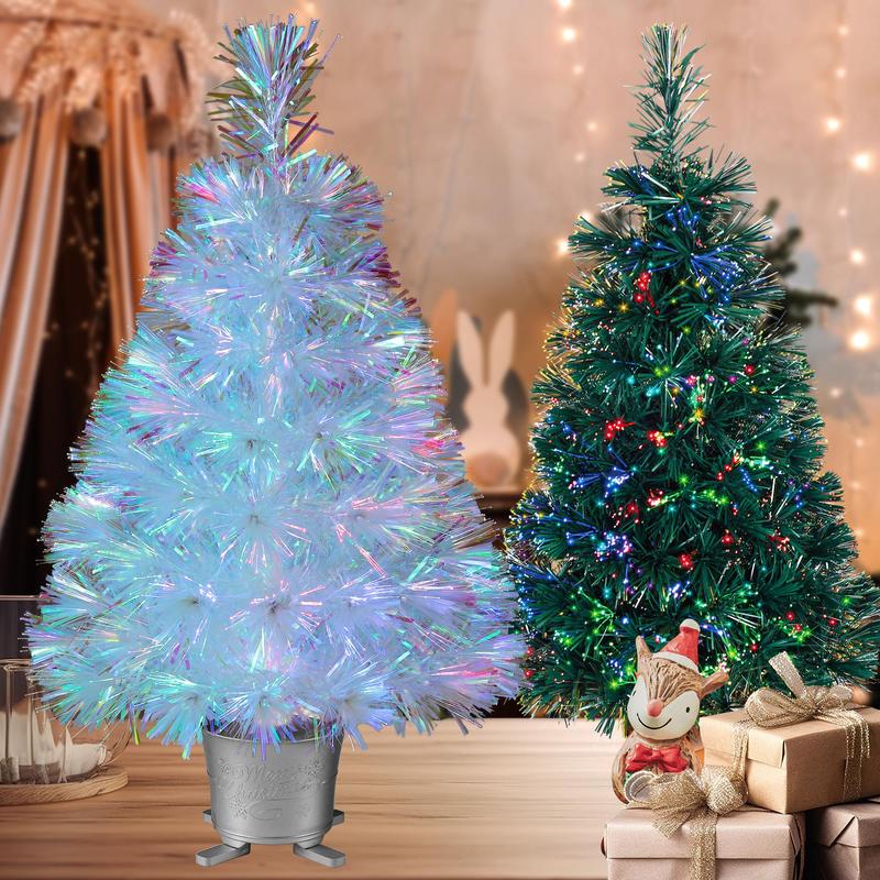 24 Inch LED Light Up Christmas Tree, 1 Count USB Powered Color Changing Desktop Decoration Tree, Festive Decorations for Home Living Room Bedroom