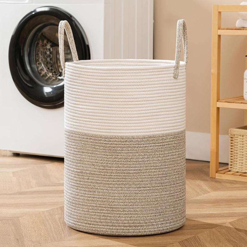 Tall Laundry Hamper, Large Capacity Laundry Basket with Handle, Woven Storage Basket, Dirty Clothes Hamper for Living Room, Bedroom, Laundry Room