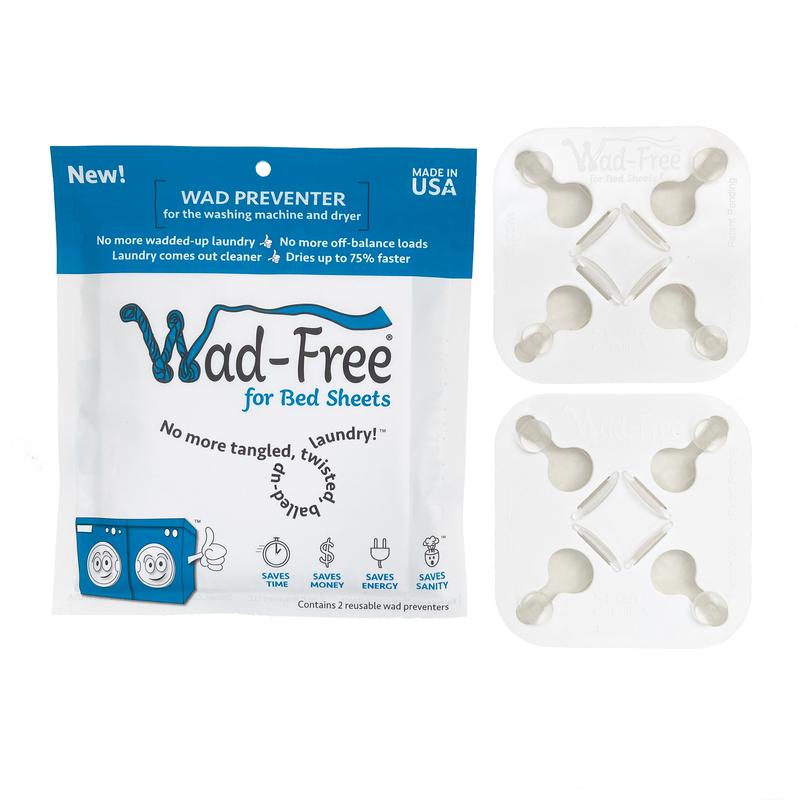 Wad-Free for Bed Sheets - Bed Sheet Detangler Wad Preventer for the Washer & Dryer - Prevents Tangled, Twisted, Balled-Up Laundry - As Seen on SHARK TANK - Package Contains 2, Enough for 2 Sheets, Flat or Fitted - Made in USA