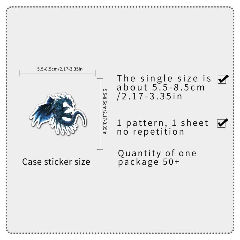 50pcs Random Dragon Pattern Sticker, Waterproof Self Adhesive Decor Paper, Decor Sticker For Gift Greeting Card Water Bottle Laptop Phone