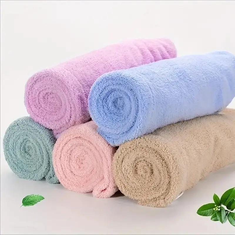 Hair Drying Towel, 1 Count Solid Color Microfiber Hair Towel Wrap for Long & Short Hair, Hair Towel with Elastic Strap for Home