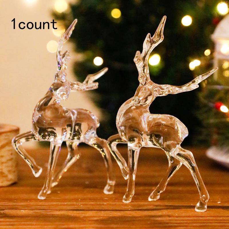 Clear Acrylic Deer Ornament, 1 Count Modern Desktop Decoration, Festive Decorations for Home Living Room Bedroom Dining Room