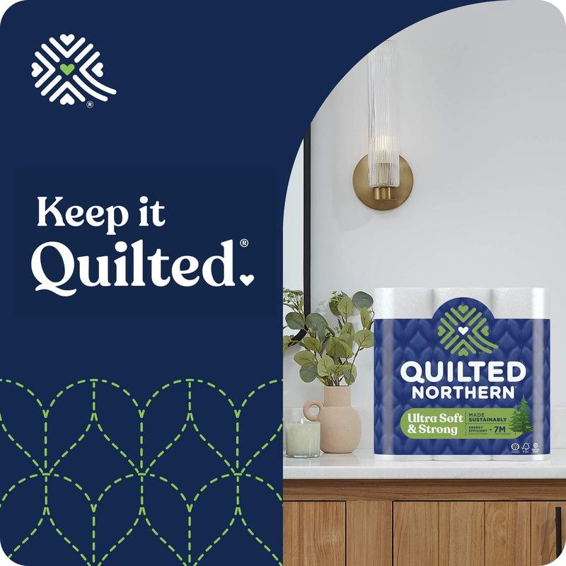 Quilted Northern Ultra Soft & Strong Toilet Paper, 12 Mega Rolls, 2-Ply Tissue - Wipes