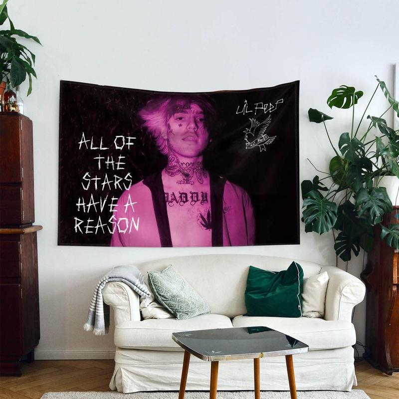 Tapestry Lil Peep Bedroom Aesthetics Lil Peep Pink Tapestry Wall Hanging for Bedroom Pop Art Home Decor for Living Room Dorm Decor Curtain Balcony Partition 40x 60 Inch Type 1