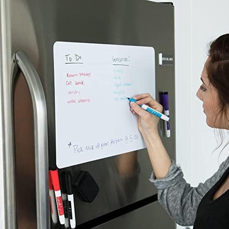 Cinch 17x11 Stain-Resistant Fridge Whiteboard with 4 Markers and Eraser - Magnetic Dry Erase Board Organizer and Planner for Refrigerator (Plastic)