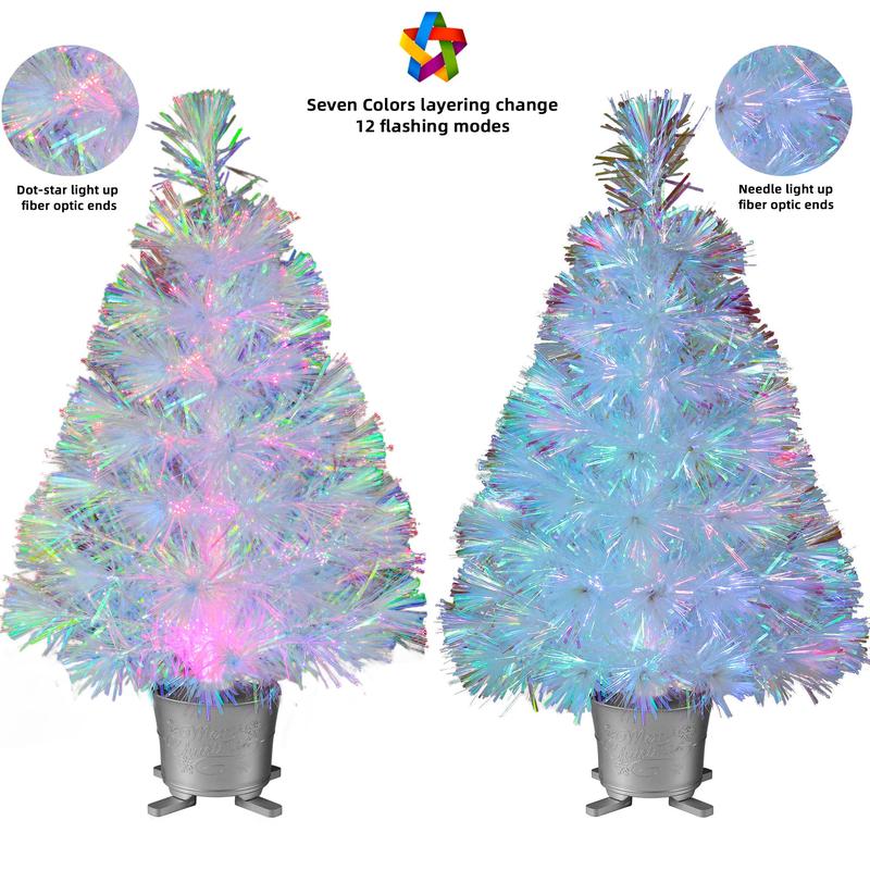 24 Inch LED Light Up Christmas Tree, 1 Count USB Powered Color Changing Desktop Decoration Tree, Festive Decorations for Home Living Room Bedroom