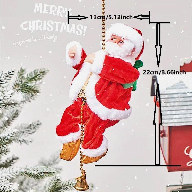 Christmas climbing Santa Claus ornaments, novelty ornaments with music, suitable for family gatherings and festivals, no batteries