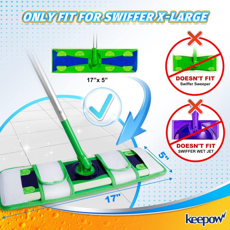 KEEPOW XL Wet Pads Refills for Swiffer XL, Wet Mopping Cloths for Swiffer XL Mop, Reusable Microfiber Mop Pads for Hardwood Floor, 4 Pack