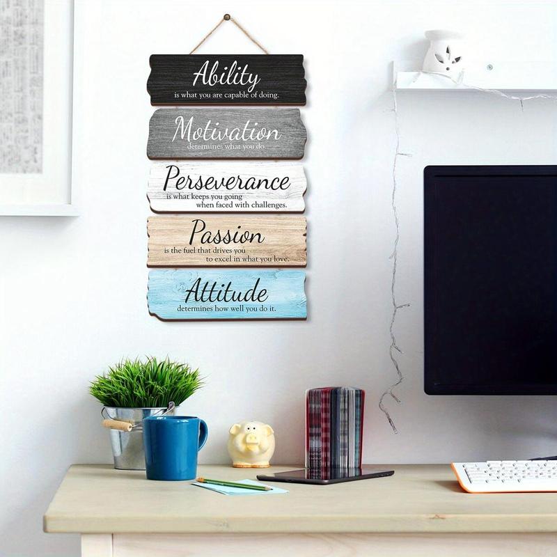 Motivational Wooden Wall Sign, 1 Count Rustic Hanging Positive Quotes Themed Decoration, Wall Art for Home Office Living Room Decor