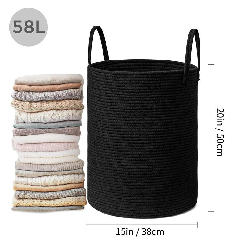 Tall Laundry Hamper, Large Capacity Laundry Basket with Handle, Woven Storage Basket, Dirty Clothes Hamper for Living Room, Bedroom, Laundry Room