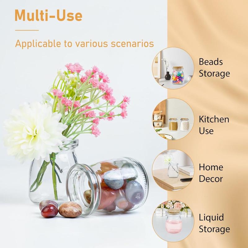 4Count Empty Glass Jars with Cork Stoppers Clear Glass Bottle Mini Vases Jars Message Wish Bottle for DIY Art Crafts Projects Decoration Party Supplies Wedding(Pudding Shape)