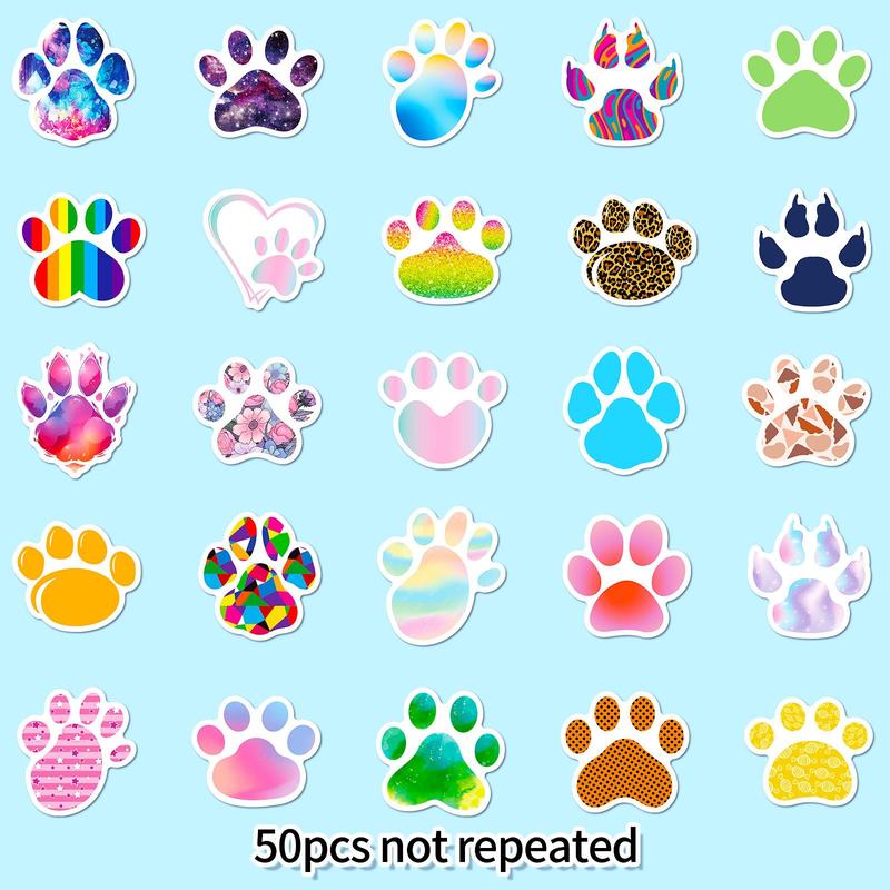 Cartoon Paw Pattern Graffiti Sticker, 50pcs Waterproof Self Adhesive Decal, DIY Creative Paster for Gifts Bottle Scrapbook Phone Case Guitar