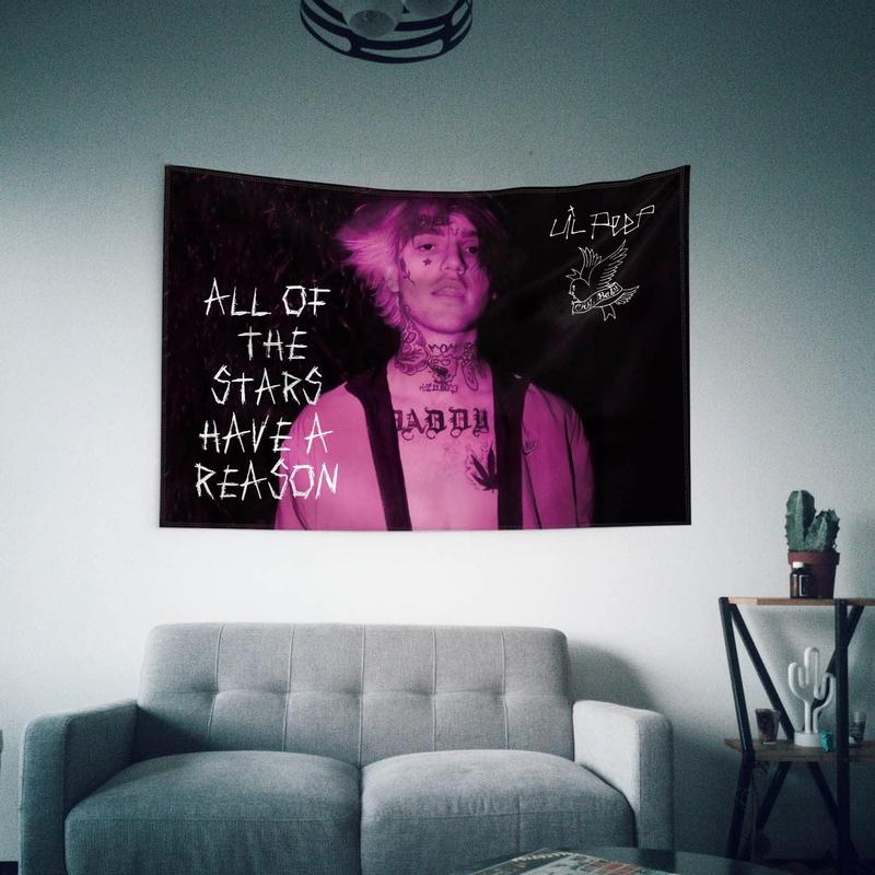 Tapestry Lil Peep Bedroom Aesthetics Lil Peep Pink Tapestry Wall Hanging for Bedroom Pop Art Home Decor for Living Room Dorm Decor Curtain Balcony Partition 40x 60 Inch Type 1