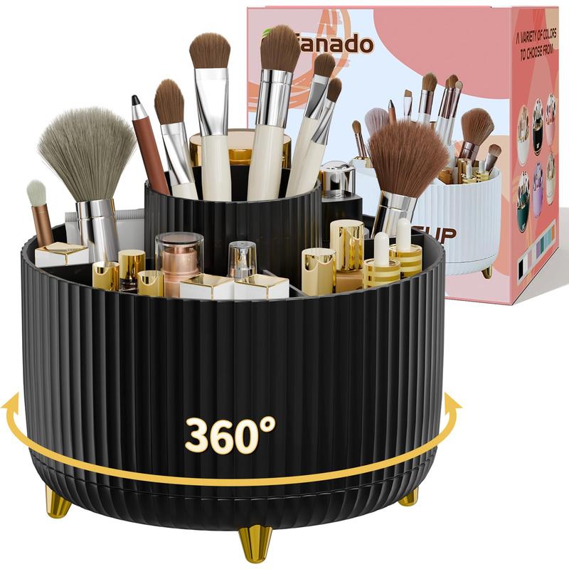 360° Rotate Makeup Brush Holder Organizer with Gift Box for Vanity, Desktop, Bathroom - Makeup Storage and Skincare Organization