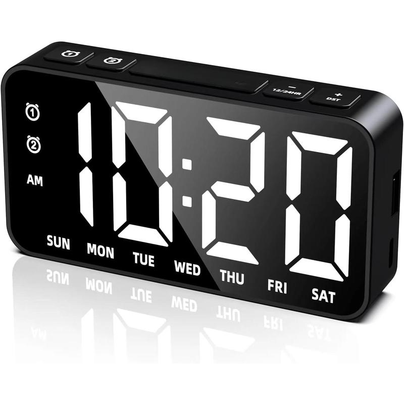 Alarm Clock for Bedrooms Dual Alarms Small Digital Clock with USB Ports 5 Adjustable Dimmer for Home Office Bedside Clock with 12 24HR Snooze Alarm Clock for Heavy Sleepers s Elderly