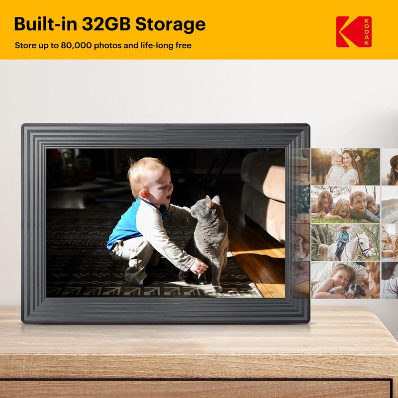 KODAK Christmas 2024 Ornament: Share special moments with the KODAK 10.1 Inch WiFi Digital Photo Frame! With an IPS touch screen, 32GB memory, and the ability to display photos, videos, and music, it's the perfect gift for family and friends!