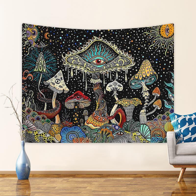 Festival Adornment, 1 Count Fantasy Marine Creature Tapestry, Octopus Mushroom Sun & Moon Pattern Abstract Tapestry, Summer Wall Hanging Decor for Home