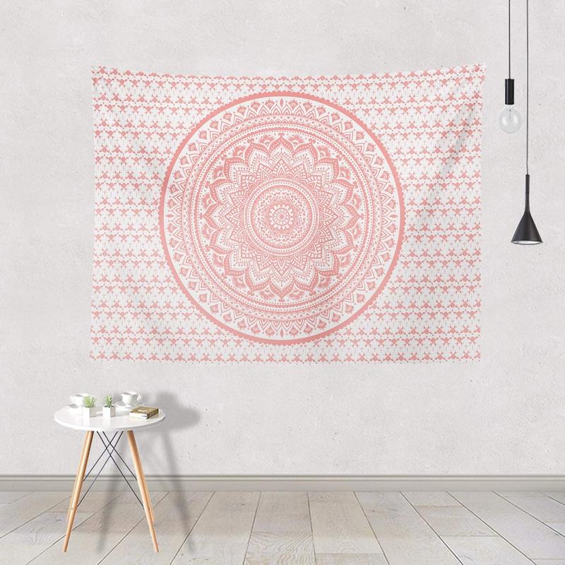 Pink Mandala Tapestry, Indian Hippie Bohemian Psychedelic Tapestries Women Wall Hanging for Bedroom Teen Girl(Pink, 51.2