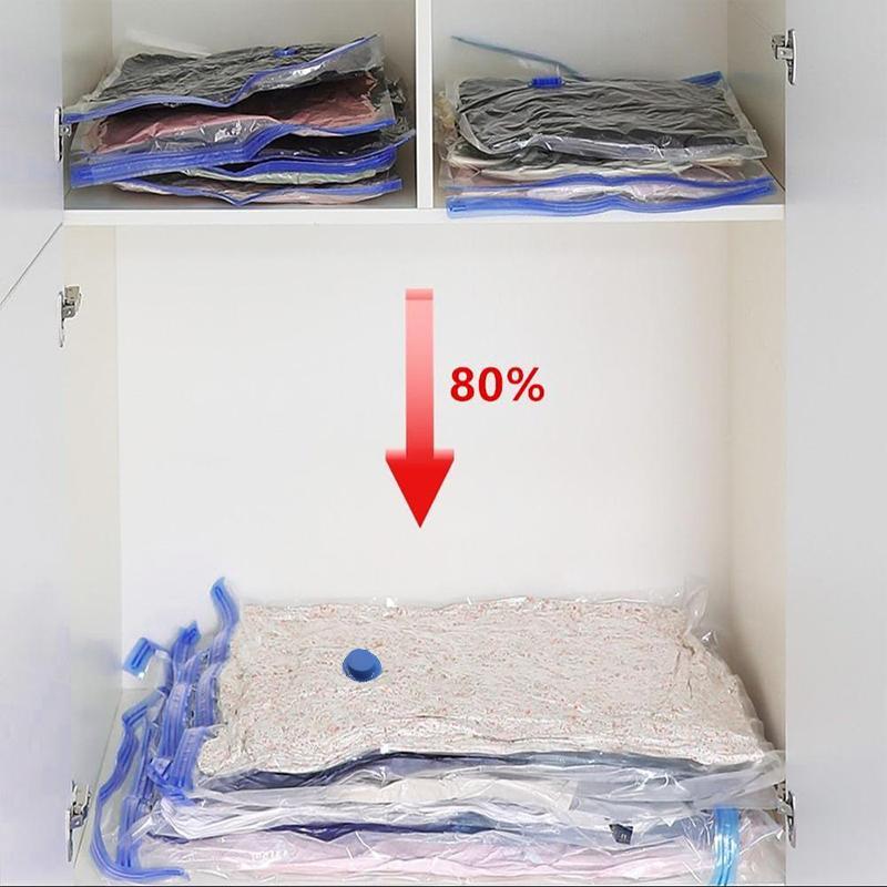 Vacuum Clothes Storage Bag, 4 Counts Clear Space Saver Bag, Vacuum Seal Bag, Compression Bag for Clothes, Quilts, Pillows