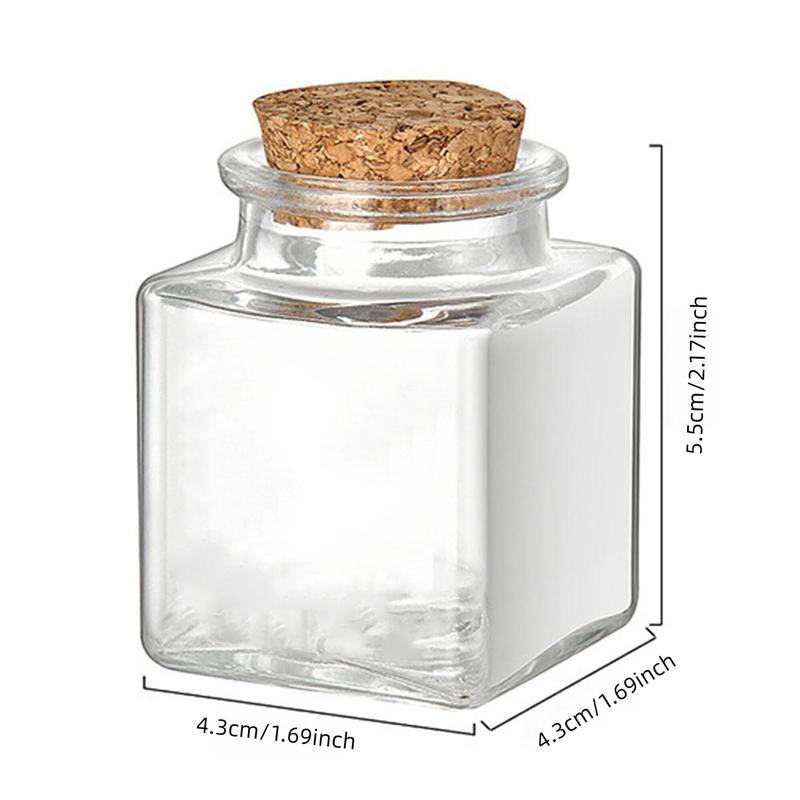 Glass Storage Jar with Lid, 1 Count Mini Square Empty Glass Bottle, Multifunctional Transparent Bottle for Candy, Biscuit