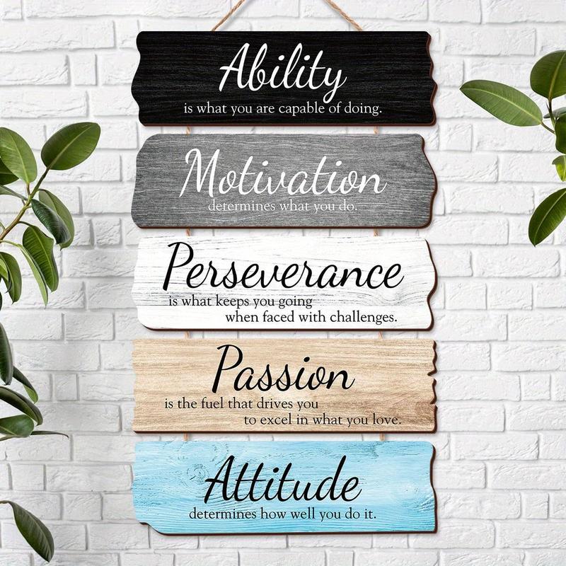 Motivational Wooden Wall Sign, 1 Count Rustic Hanging Positive Quotes Themed Decoration, Wall Art for Home Office Living Room Decor