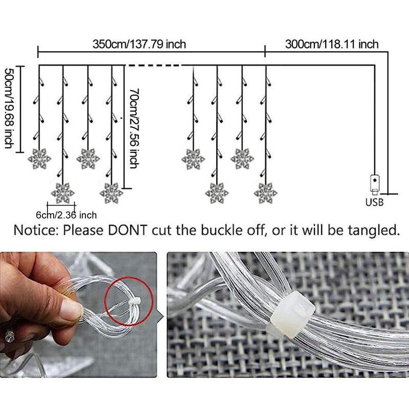 LED Snowflake String Light, USB Powered LED String Light with Remote Control, Decorative Light for Home Party Wedding Festival, Outdoor Holiday Decor