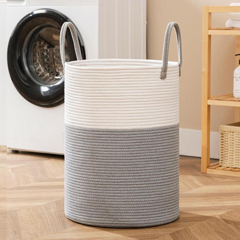 Tall Laundry Hamper, Large Capacity Laundry Basket with Handle, Woven Storage Basket, Dirty Clothes Hamper for Living Room, Bedroom, Laundry Room