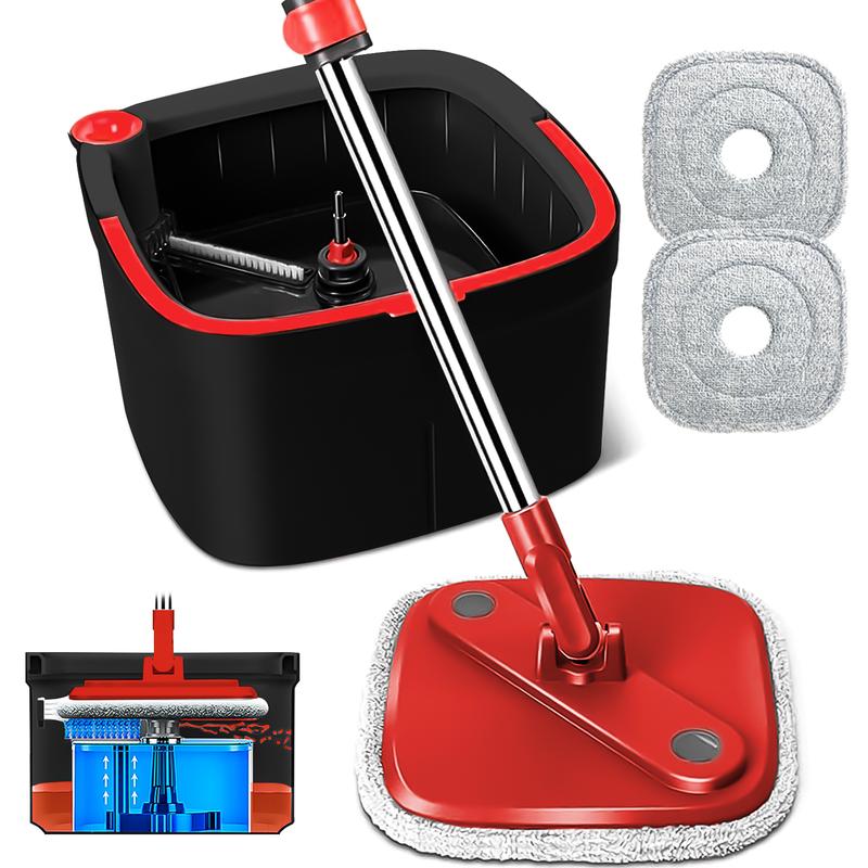 Hardwood Floor Mop and Bucket Set - Self Separation Dirty and Clean Water System with 2 6 Pads