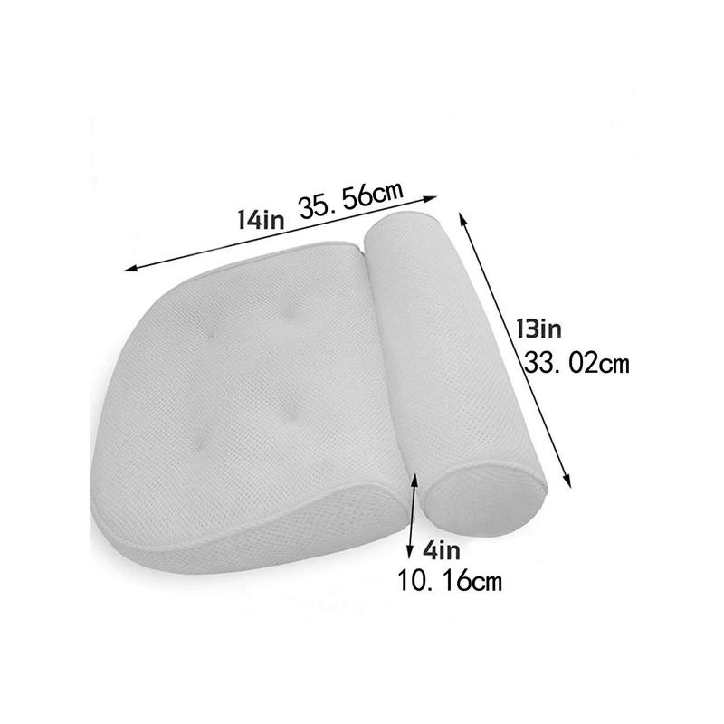 1pc Suction Cup Bathtub Pillow, White Simple Bath Pillow For Household