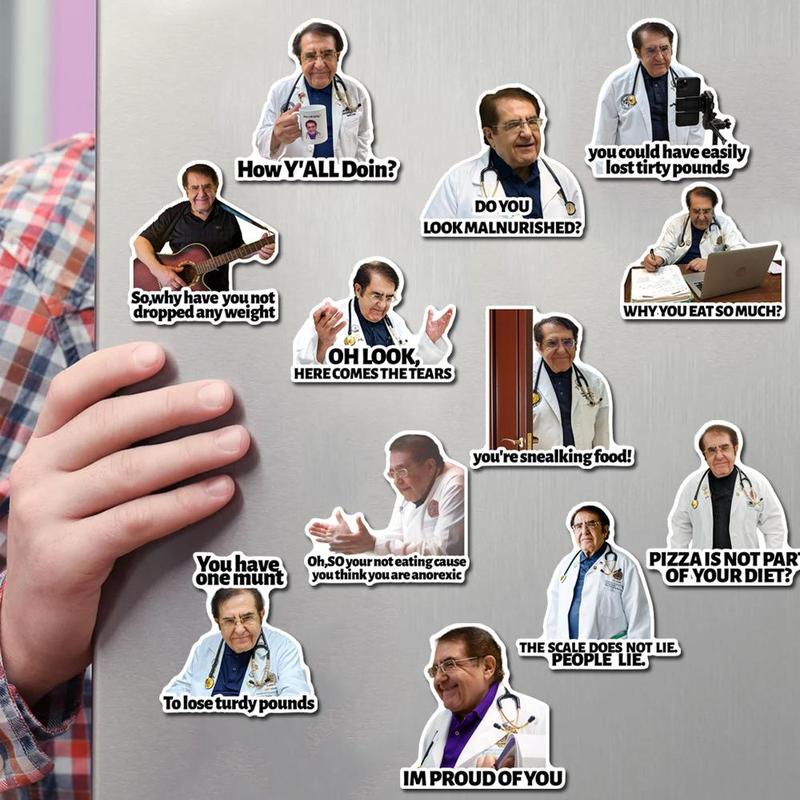 Dr. Now Funny Doctor Slogans Pattern Refrigerator Magnet, 12pcs set Creative Fridge Magnets, Kitchen Decorations