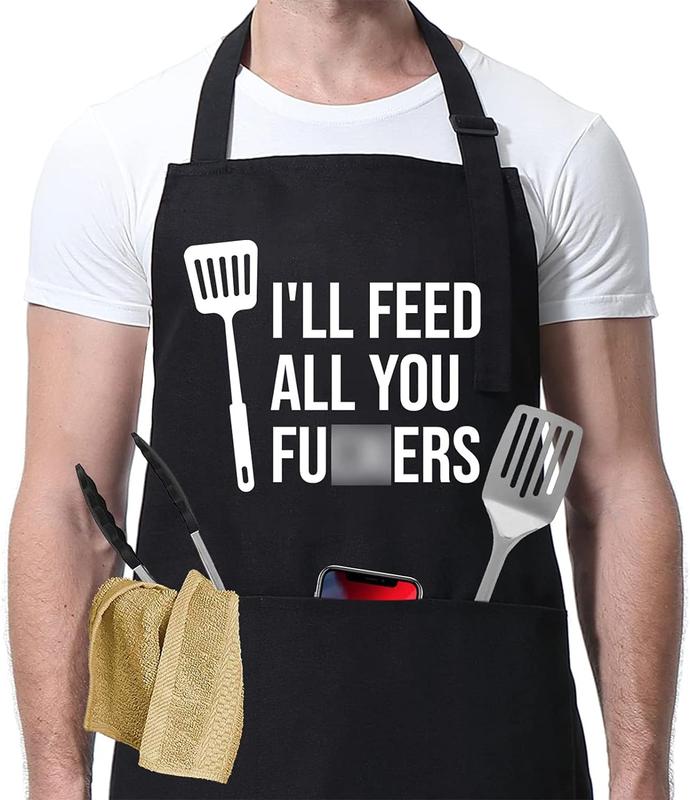 Funny Cooking Aprons for Men Women - Dad Gifts, Funny Gifts for Men, Fathers Day, Birthday Gifts for Dad Brother Boyfriend Husband - Cool BBQ Grilling Chef Apron for Men