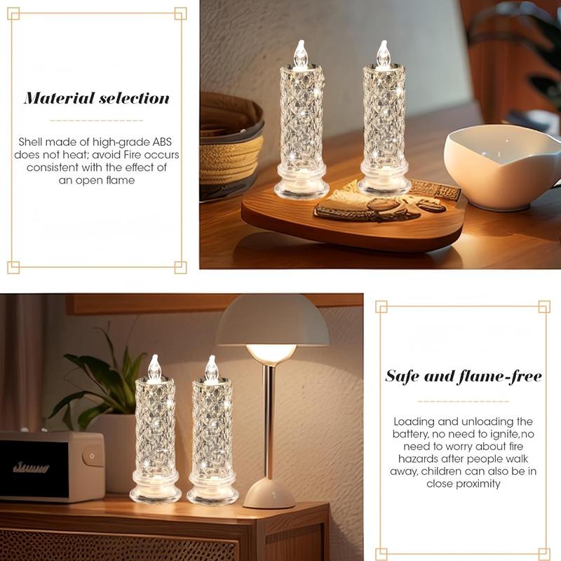 Christmas LED Candle Light, 2 4 6counts Battery Powered Candle Light, Romantic Flameless Pillar Candle Light for Home Party Wedding Decoration