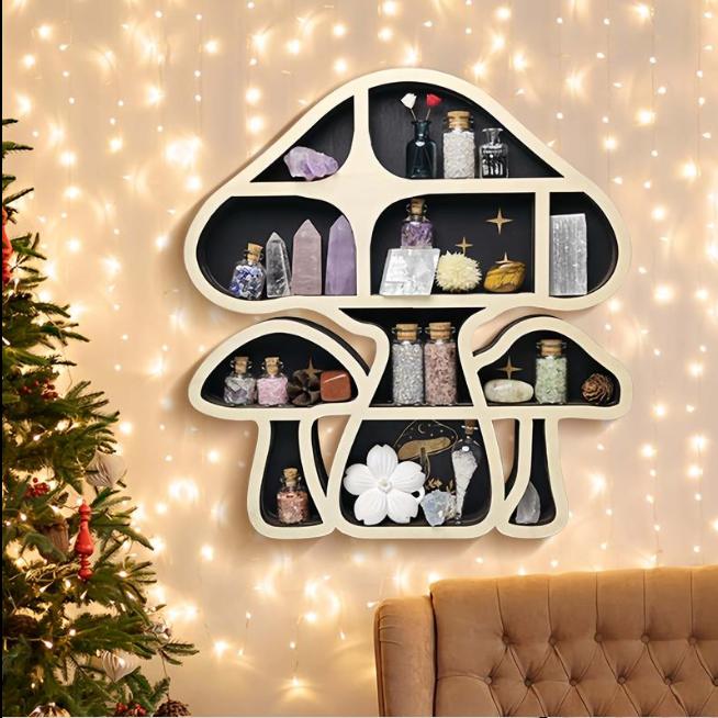 Mushroom-shaped Crystal Display Shelf for Wall Decoration Shelves