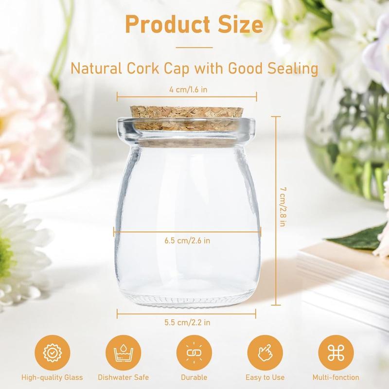 4Count Empty Glass Jars with Cork Stoppers Clear Glass Bottle Mini Vases Jars Message Wish Bottle for DIY Art Crafts Projects Decoration Party Supplies Wedding(Pudding Shape)