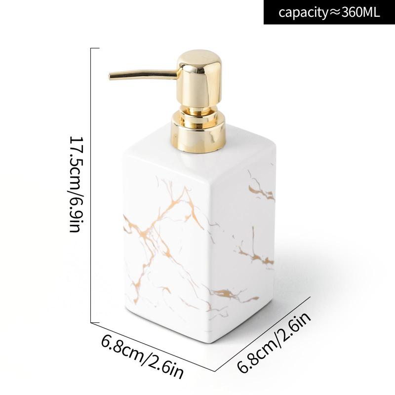 Marble Pattern Soap Dispenser, 1 Count Press Type Soap Dispenser, Bathroom Supplies for Home Hotel Salon Dormitory