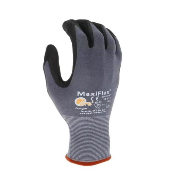 Maxi Flex Ultimate 34874 Foam Nitrile Coated Work Gloves for Cleaning - 12 Pairs, Durable PIP Protection