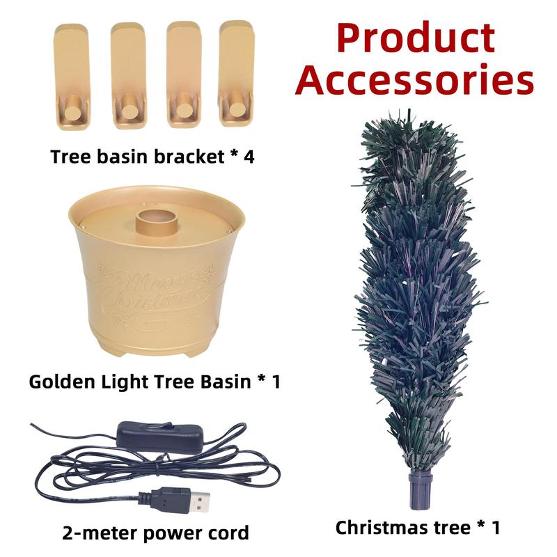 24 Inch LED Light Up Christmas Tree, 1 Count USB Powered Color Changing Desktop Decoration Tree, Festive Decorations for Home Living Room Bedroom