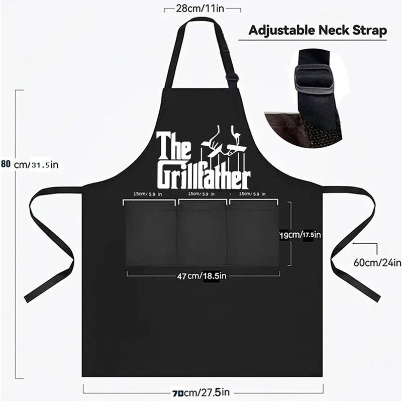 Funny Aprons For Men,Black Apron With Pockets Mens, For Kitchen Cooking, Bbq, Baking, Gifts For Husband, Dad