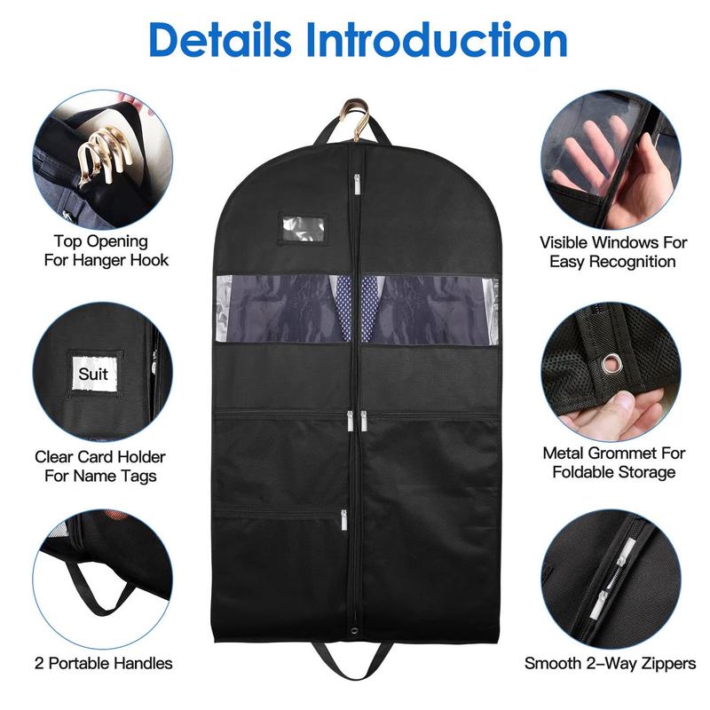 5 Packs Garment Bags Breathable Suit Bag Washable Clothes Cover Protector with Handles for Suits Coat Shirts T-shirts Jackets Dress for Adults Children