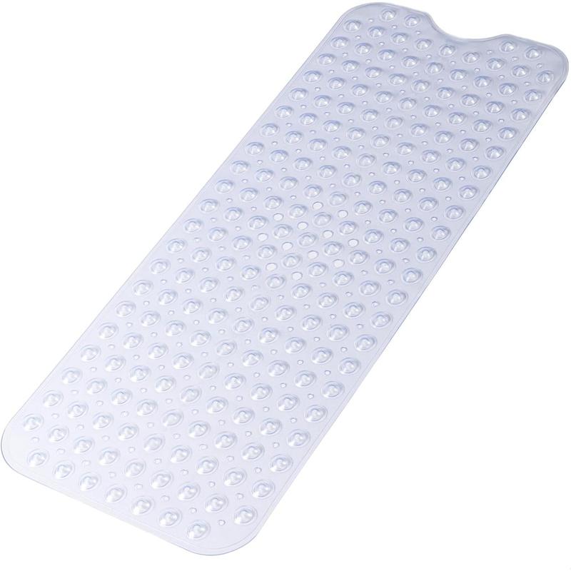 Extra Long Non Slip Bathtub Mat - 40 X 16 Inch Machine Washable Tub Mats with Suction Cups and Drain Holes for Bathroom