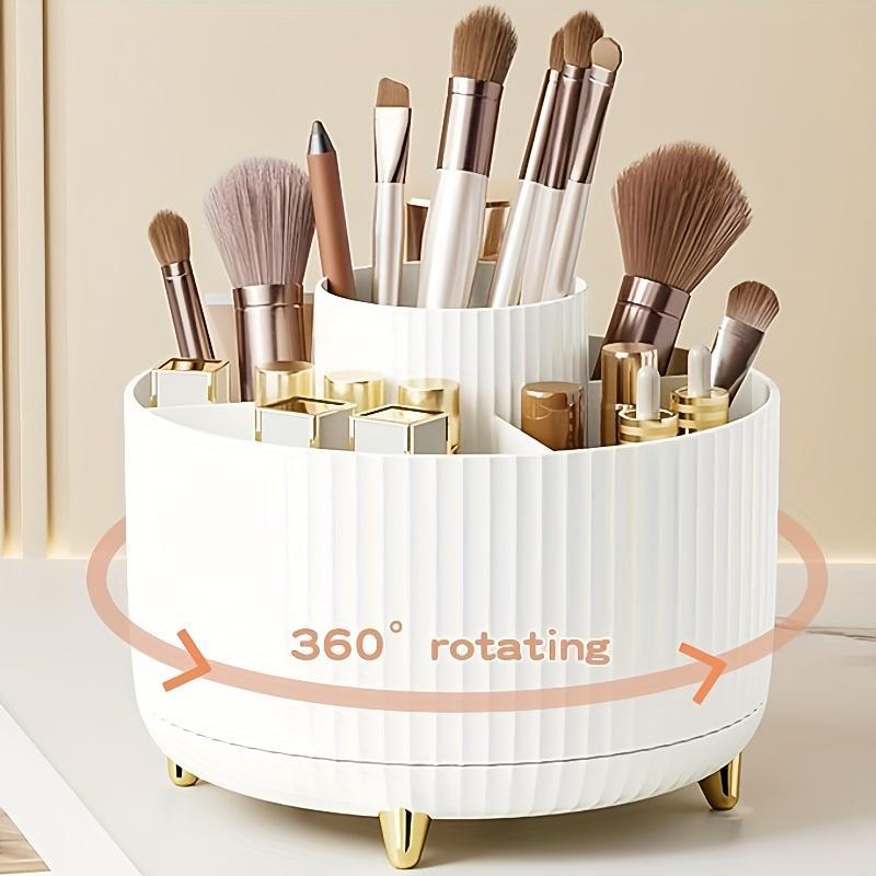 360 Degree Rotatable Makeup Brush Storage Box, 1 Count Multi-functional Makeup Brush Holder, Durable Makeup Organizer for Bedroom Bathroom