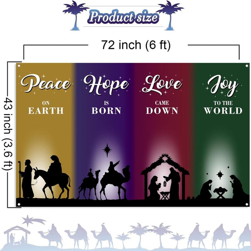 Nativity Christmas Banner Backdrop, Nativity Christmas Church Decorations Christmas Backgrounds for Photography Church Banners with Scripture Nativity Scene Banners Xmas Party Decorations