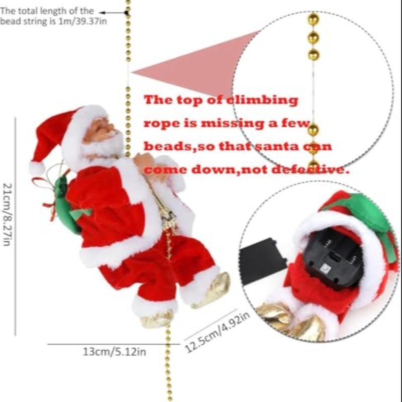 Christmas climbing Santa Claus ornaments, novelty ornaments with music, suitable for family gatherings and festivals, no batteries