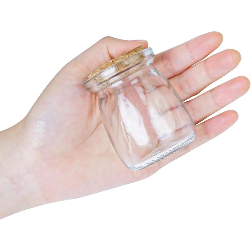 4Count Empty Glass Jars with Cork Stoppers Clear Glass Bottle Mini Vases Jars Message Wish Bottle for DIY Art Crafts Projects Decoration Party Supplies Wedding(Pudding Shape)