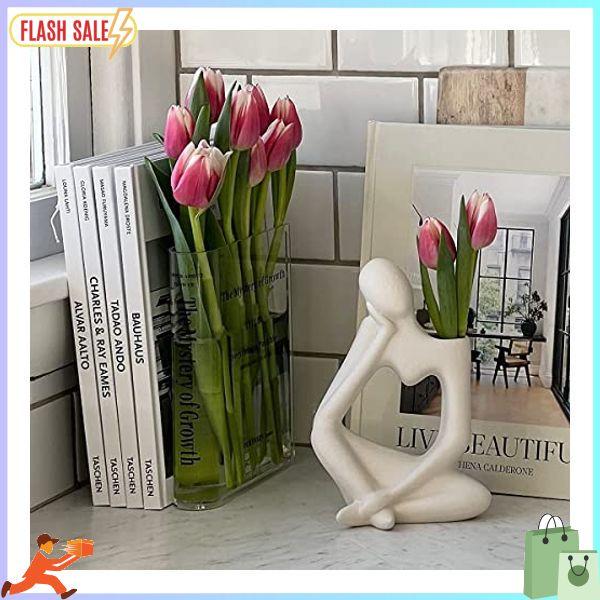 Puransen Bookend Vase for Flowers, Cute Bookshelf Decor, Unique Vase for Book Lovers, Artistic and Cultural Flavor Acrylic Vases for Home Office Decor, A Book About Flowers (Clear Color)