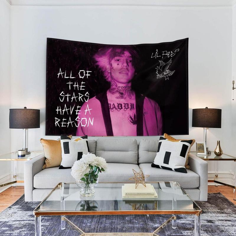 Tapestry Lil Peep Bedroom Aesthetics Lil Peep Pink Tapestry Wall Hanging for Bedroom Pop Art Home Decor for Living Room Dorm Decor Curtain Balcony Partition 40x 60 Inch Type 1