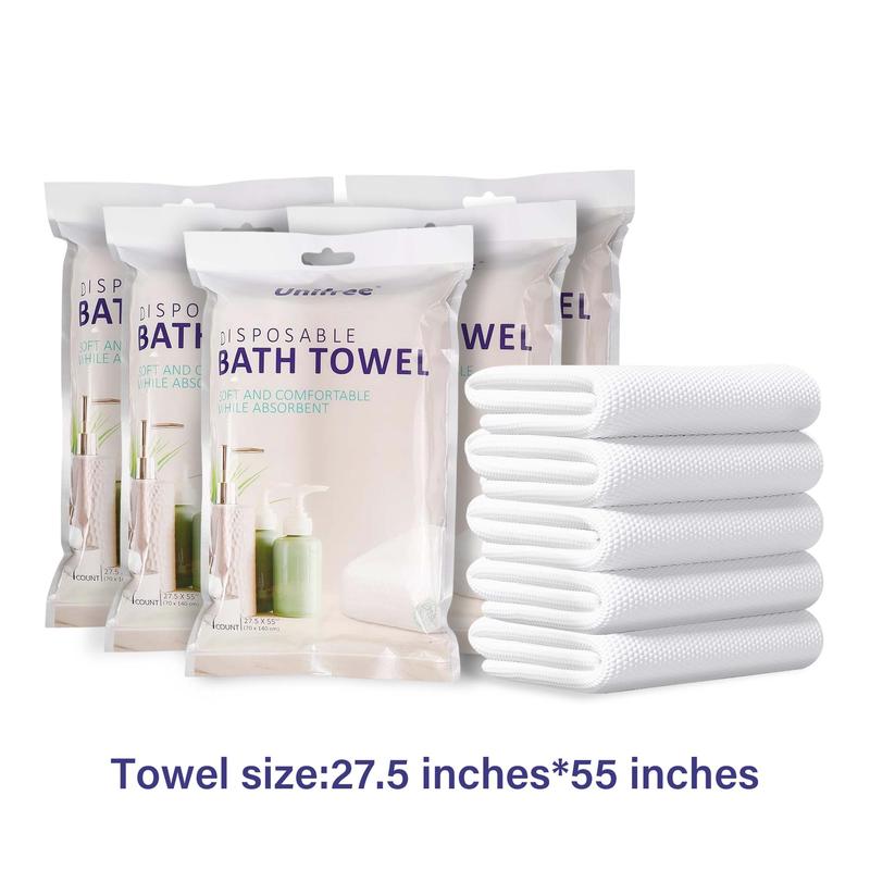 Unifree Disposable Bath Towels,For business trips, travel, gym and camping, 5 or 20 Count, Individually Packed,Portable,Thicken,Large Size(27.5“x55”)