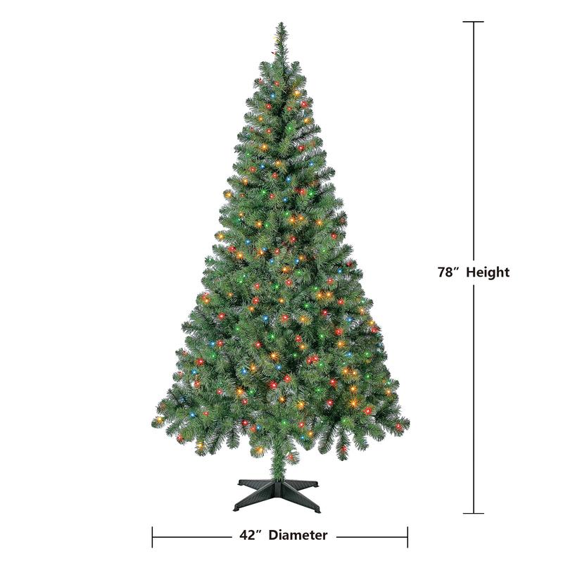 6.5 ft Pre-Lit Madison Pine Artificial Christmas Tree with 250 Color-Changing LED Lights and Stand, by Holiday Time