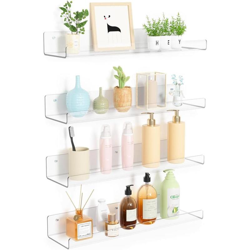 Limited time Deal-4 Pack Acrylic Shelves for Wall Storage, 15