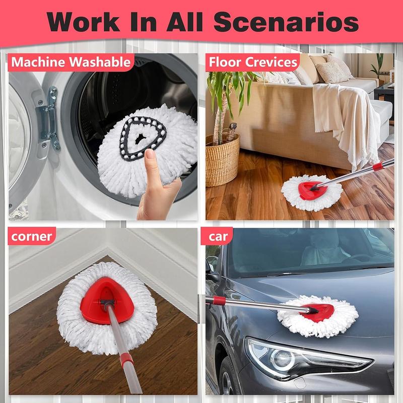 White Spin Mop Head Replacement & Shower Floor Scrubber，for O Cedar Spin Mop 1-Tank System，Microfiber Mop Replace Head Easy Cleaning Floor Head Mop